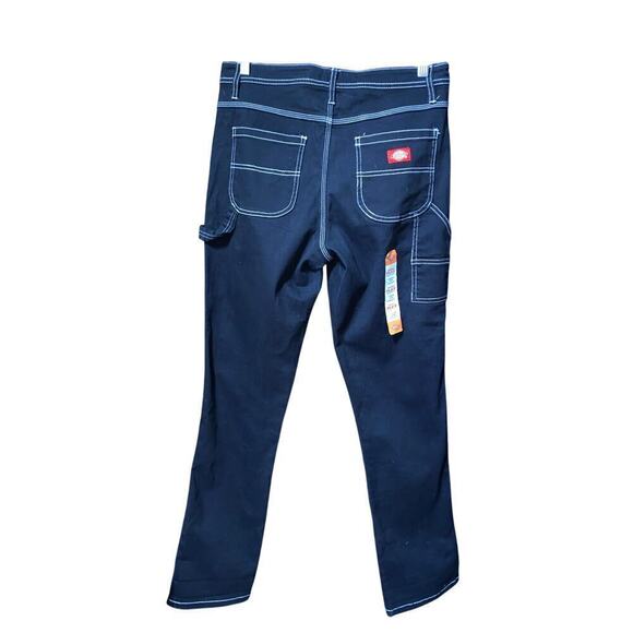 NWT DICKIES Black w/ White Stitching High Rise Carpenter Straight Leg Sz 9/29 - Picture 2 of 6